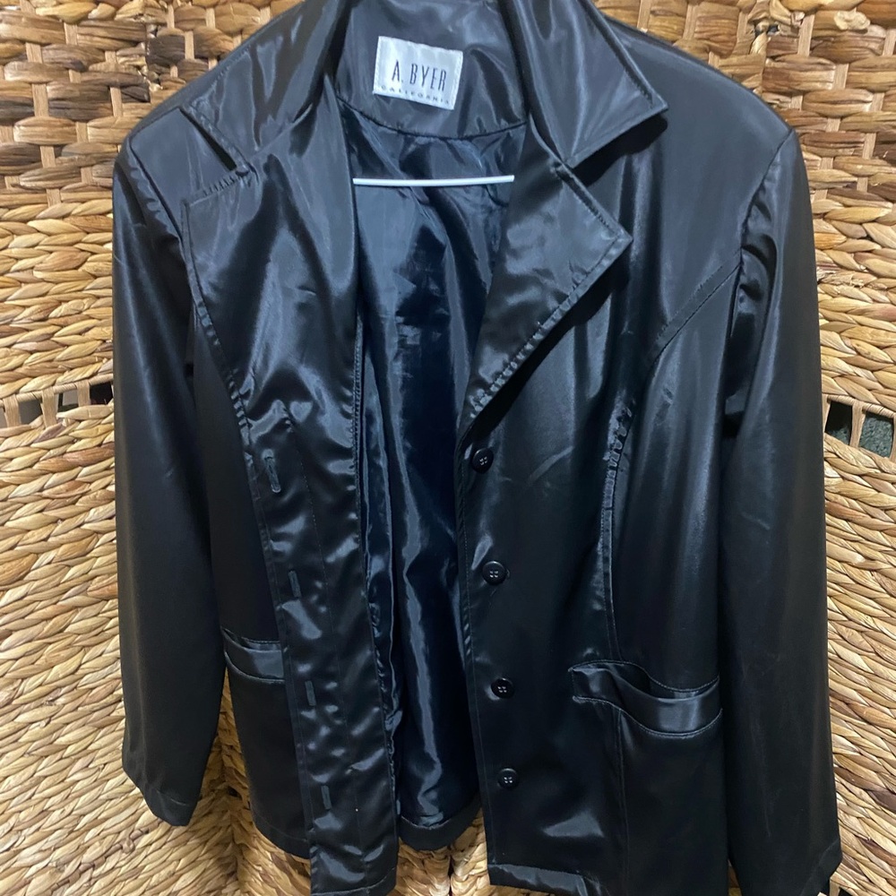 A. Byer womens vinyl black jacket size M